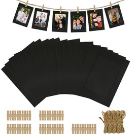 50Pcs 4x6 Paper Picture Frames Bulk, Hanging Pictures with String Photo Hanger with Clips Hanging Photo Display Wall Decor, Diy Picture Frame Craft Birthday Photo Banner for Picture Board for Photos