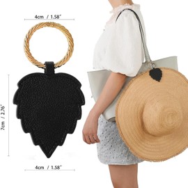 PACIOCEAN 2 pcs Magnetic Hat Clips for Travel, Magnetic Hat Clip Keychain, Leaf Design, Brown and Black, 7 cm x 4 cm, Strong Magnet, Easy-Unlock Ring