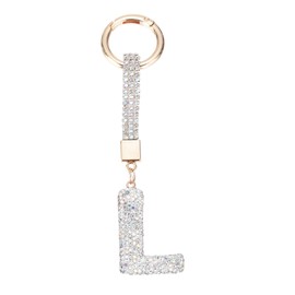 MECCANIXITY Bling Car Letter Charm, Car Rear View Mirror Charm Silver Initial Letter Interior Decoration Hanging Crystal Ornaments for Women, Bags DIY, l