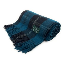 Tartan Travel Knee Throw Blanket 100% New Wool 172cm x 78cm (Ramsay Blue)