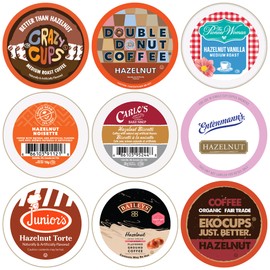 Perfect Samplers Hazelnut Coffee Pods Variety Pack, Medium Roast Coffee for Keurig K Cups Machines, Assorted Hazelnut Coffee Pods Sampler, 50 Count