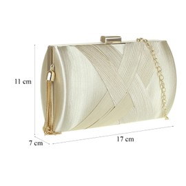 Girly Handbags Ladies Compact Satin Stripe Clutch Bag, gold