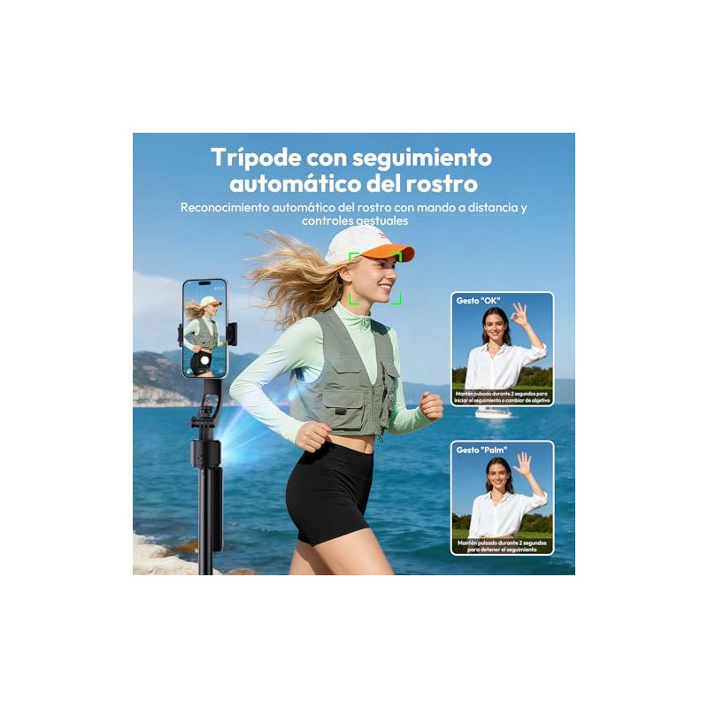 ULANZI TT23 Trípode de 64" con Seguimiento Facial automático,Palo Selfie