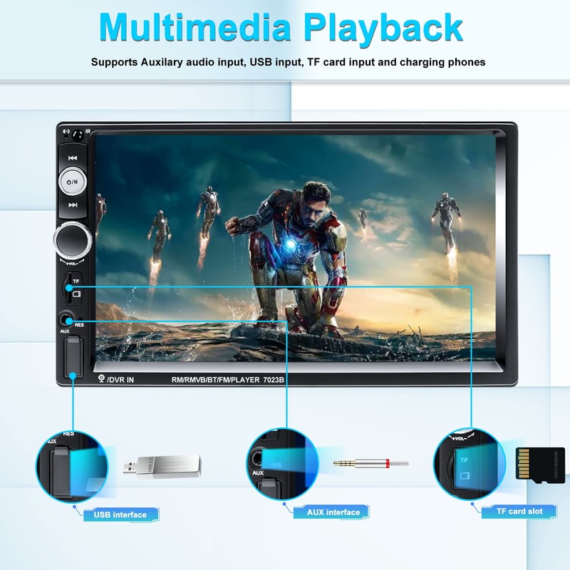 Double Din Car Stereo 7” Touch Screen Car Radio with
