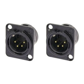 (2 Pack) NEUTRIK NC4MD-L-B-1 4-Pin XLR Male D Type Panel Mount Black w/Gold Pins