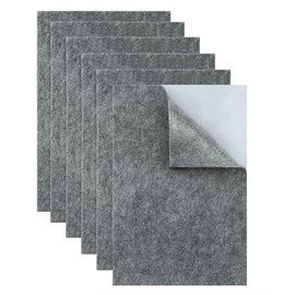 HaoFeiJH Grey Felt Fabric, 6PCS Self Adhesive Felt Sheet, A4 Size, 8.3" x 11.8"