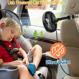 Backseat Car Fan for Kids Car Back Seat, Adjustable Car Backseat Fans for Kids (No Battery)