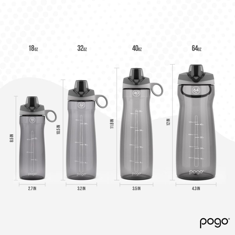 Pogo BPA-Free Tritan Plastic Water Bottle with Chug Lid, 40