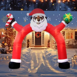 Kitticcino Christmas Inflatable Outdoor Decoration 10 FT Black Inflatable Santa Archway Built-in LED Lights Blow Up African American Santa Arch Yard Home Lawn Garden Party Outdoor Decor
