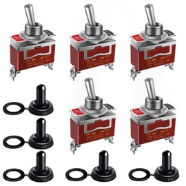 MecRecare Toggle Switch ON-Off Waterproof 2 Way 30A 12VDC/15A 250VAC 2 Position 120V SPST with Boot Cap Cover for Auto Boat Marine (Pack of 5)