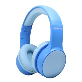 groov e KIDZ Wireless Bluetooth Headphones for Kids - Over the Ear Headphone with a Volume Limiter Switch, Adjustable Headband, & 20Hrs Audio Playback - 3.5mm Audio Jack - Blue