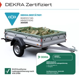 TRIBURG Trailer Net 1.5 x 2.2 with Corner Markings - Trailer Net with Elastic Strap for Optimal Load Securing - Net for Trailers with Rubber Cord [Elastic/Stretchable]