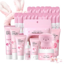 Evolvique Set De Cuidado Facial Sakura De Japón Para Adolescentes - Cuidado De La Piel Para Adolescentes De 10 A 12 Años - Cuidado De La Piel Para Niñas De 10 A 12 Años - Set De Regalo De Cuidado Faci