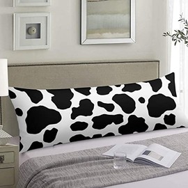 AIMSTONG 20"x54" Black and White Cow Print Body Pillow Cover with Zipper, Polyester, Decorative Soft Large Pillow Case Protector for Bedding, Couch, Sofa, Home Gift