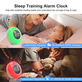 APUZOM Wecker Digital,Kinderwecker,Schlaftrainer mit Nachtlicht, Customized Lichtwecker mit 12 White Noise, Snooze und Timer 15/30/60/90 mins, Tischuhr ohne Tick, 6 Weckert?ne,Geschenke fr M?dchen Jungen
