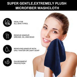 SINLAND Microfiber Facial Cloths Fast Drying Washcloth 12inch x 12inch (6pack, Navy Blue)
