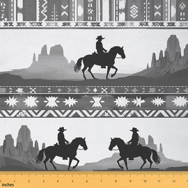 Feelyou Western Decor Waterproof Outdoor Fabric for Chairs 3 Yard Rodeo Cowboy Style Fabric by The Yard Kids Wild Western Cowboy Upholstery Fabric for Chairs Horse Reupholstery Fabric Decor