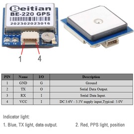 DIYmalls BE-220 GPS Receiver Module TTL 10th Chip 38400bps for Arduino FPV Aircraft CC3D Flight Control, Replace BN-220 GPS