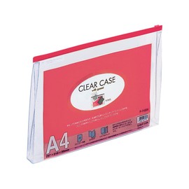 リヒトラブ クリヤーケース ファスナーケース マチ付 A4赤 F74SMアカ