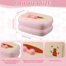 Weysat Cute Tissue Box Cover Pink Bow Rectangle Box Covers Coquettish Pink Tissue Decor for Office, Tabletop, Bathroom, Car