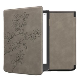 kwmobile Cover Compatible with Pocketbook InkPad 4 / Color 3 / Color 2 / Vivlio InkPad 4 / InkPad Color 3 Cover - eReader Case - Magnolias Grey