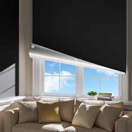 Cortinas opacas portátiles para recámara, fácil de instalar, sin taladros, cortinas negras y persianas para ventanas interiores con cintas de gancho y bucle mejoradas, cubierta de ventana 100% opaca