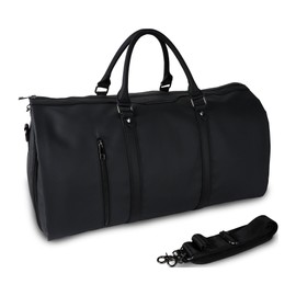 Xmusk Convertible Garment Bag – PU Leather Travel Bag with Shoe Compartment, Wrinkle-Free Hanging Suit Bag for Business, Weddings, Weekend Getaways, Men & Women