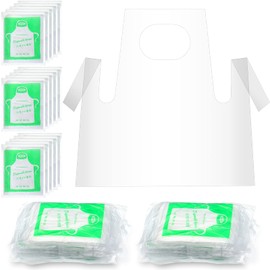 SATINIOR 25 Pieces Disposable Aprons for Kids Painting Plastic Smocks Disposable Waterproof Oil Proof Small Clear Polythene Children Art Apron for Christmas Craft Cooking Eating Teaching DIY Picnic