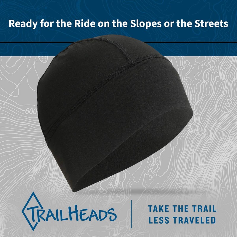 TrailHeads Helmet Liner and Skull Cap for Men - Black