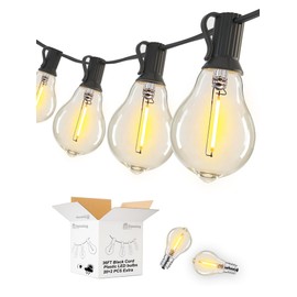 DAMAING LED String Lights Outside 36FT Weatherproof Patio Lights with 21 shatterproof dimmable Bulbs 2200K, Energy Saving Outdoor Lighting for Wedding,Party,Holiday,Backyard,2x18FT,Black Cord.