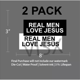VISX Real Men Love jesus Bumper Sticker Decal Logo Christ God Church (2 pack)