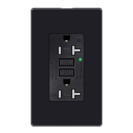 SuperInk GFCI Outlet Black, 20Amp GFCI Outlets, Weather Resistant (WR) Outdoor GFI Receptacles with LED Indicator, Wall Plates Included, ETL Listed, 2PK