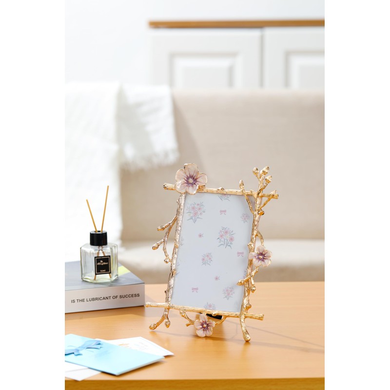 XinZhiRun Gold Frame,golden branches Textured Picture Frame,Vertical Display,Tabletop & Wall