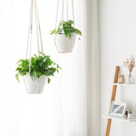 Dahey Macrame Plant Hanger Indoor Outdoor Hanging Planter Basket Large for up to 12" Pot Handmade Woven Cotton Rope Flower Pots Holder for Boho Home Decor, 43 Inch, Set of 2