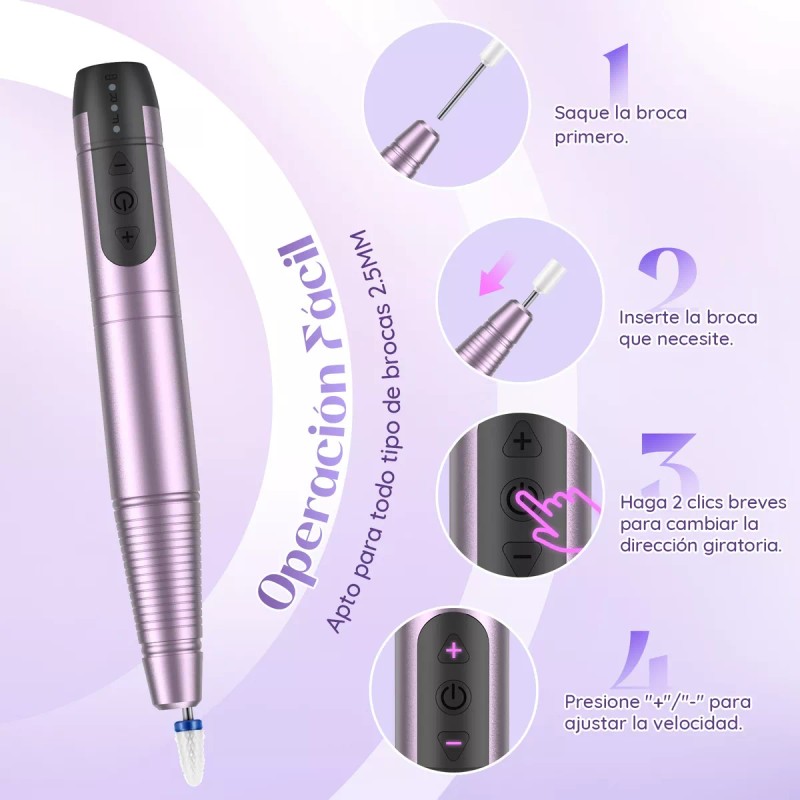 Achoice Pulidores Esmeril Uñas Manicure Inalambrico Taladro Con Set