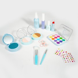 Diaolewitoy 15PCS Pretend Makeup Kit for Girls, Kids Pretend Makeup Toys for Girls Gifts 3+ Years Old (Not Real Makeup) (Blue)