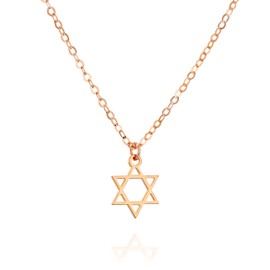 Tooliks - NP1018 - Rose Gold Star of David Necklace - Jewish Magen David Israel Jewelry Length 16" + 2" extender (rose gold)