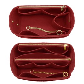 LEXSION 3 in 1 Felt Purse Organizer Insert Bag in Bag with a Bottle Holder Shaper 8026 Vine Red M