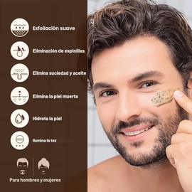 JVR Exfoliante facial para hombres, exfoliante facial para exfoliación profunda, limpieza, eliminación de puntos negros, cabello encarnado, suavizante