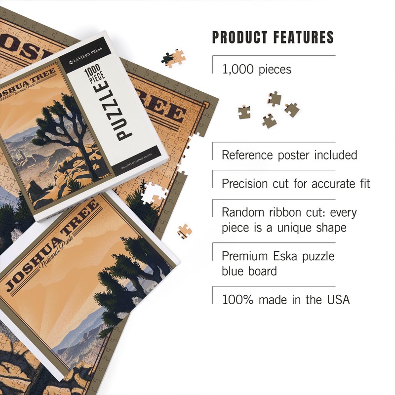 Lantern Press Joshua Tree National Park, California, Lithograph, 1000 Piece