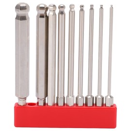 9 Piece Hex Screwdriver Bit Set Stainless S2 Steel Magnetic Ball Head Hex Bits 1/4" Hex Shank Metric Ball End (100mm)