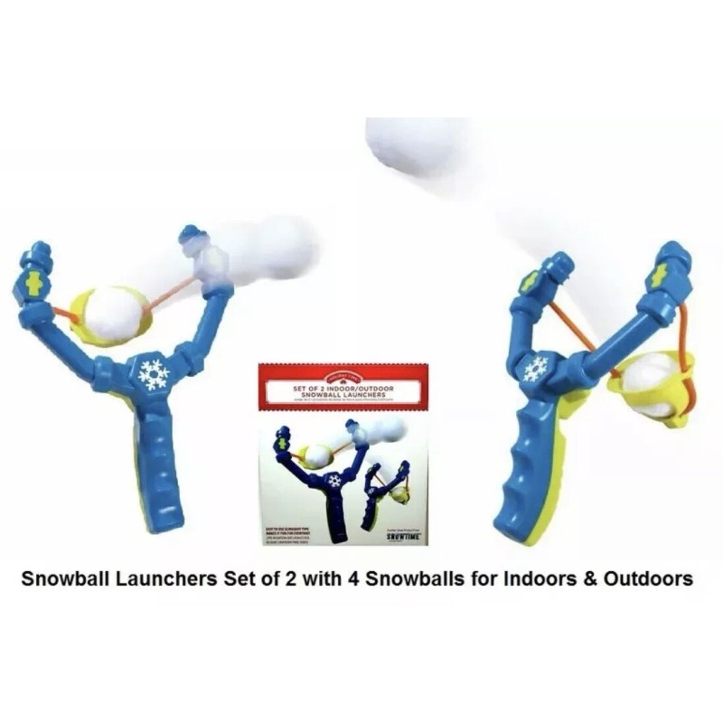 Snowtime Snowball Launchers (Set of 2) w/4 Snowballs for Indoor