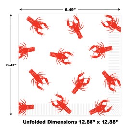 Beistle 58126 Crawfish Luncheon Napkins, 2-Ply, 16 per Package, Red/White