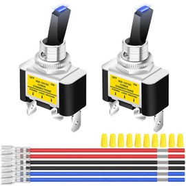 MKBKLLJY 2pcs Illuminated Toggle Switch DC 12V 30A SPST 3 Pin ON OFF Blue LED Switch for Car Boat Motorhome LED Light Fog Lamp Under Glow Light