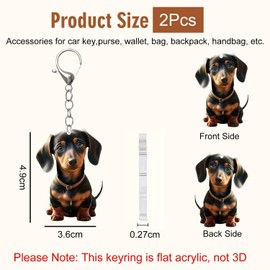 2 Pieces Long Ear Dog Car Pendants, Acrylic Pendants, Cute Dog Pendants, Dachshund Key Chains, Gift Pendants
