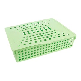 Premier Stationery Premto A4 Heavy Duty File Storage Basket with Durable hinged lid and Side Handles. Caterpillar Green Colour.