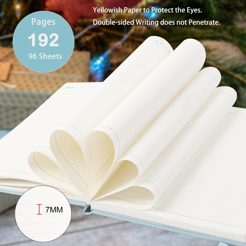 JUNART Lined Journal Notebook, 192 Pages A5 Hardcover Notebook with