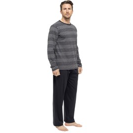 Strong Souls Mens Jersey Cotton Pyjamas Pjs Black Mix - Long Set L