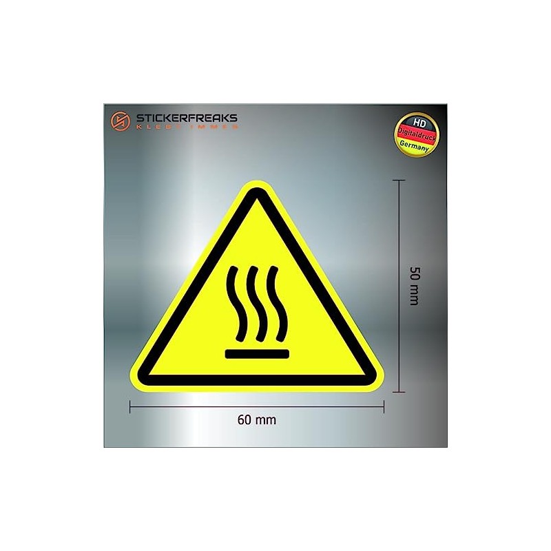 Pack of 8 Warning Stickers 6 x 5 cm Heat