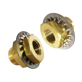 Legines Brass Pipe Fitting, Bulkhead Coupling Tank Fitting, 3/8" NPT Female, 1.31" Length (Pack of 2)